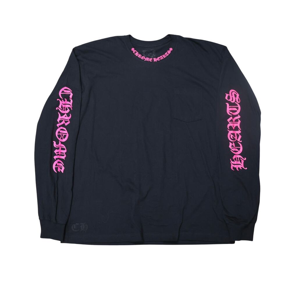 Chrome Hearts Long Sleeve Pocket Crew Hot Pink/Black XXL
